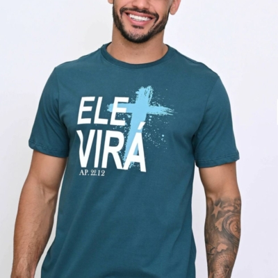 Camiseta Masculina Ele Virá – Verde Petróleo (G)