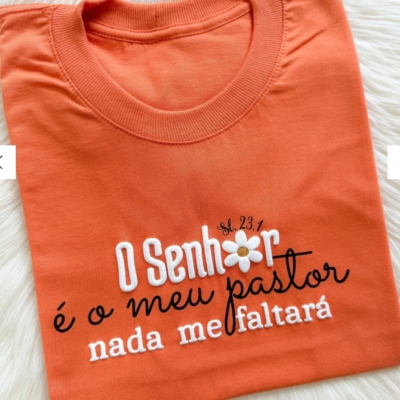 Tshirt O senhor é o meu Pastor – Laranja- (M)